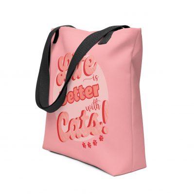 Life is better with cats Tote bag with motto