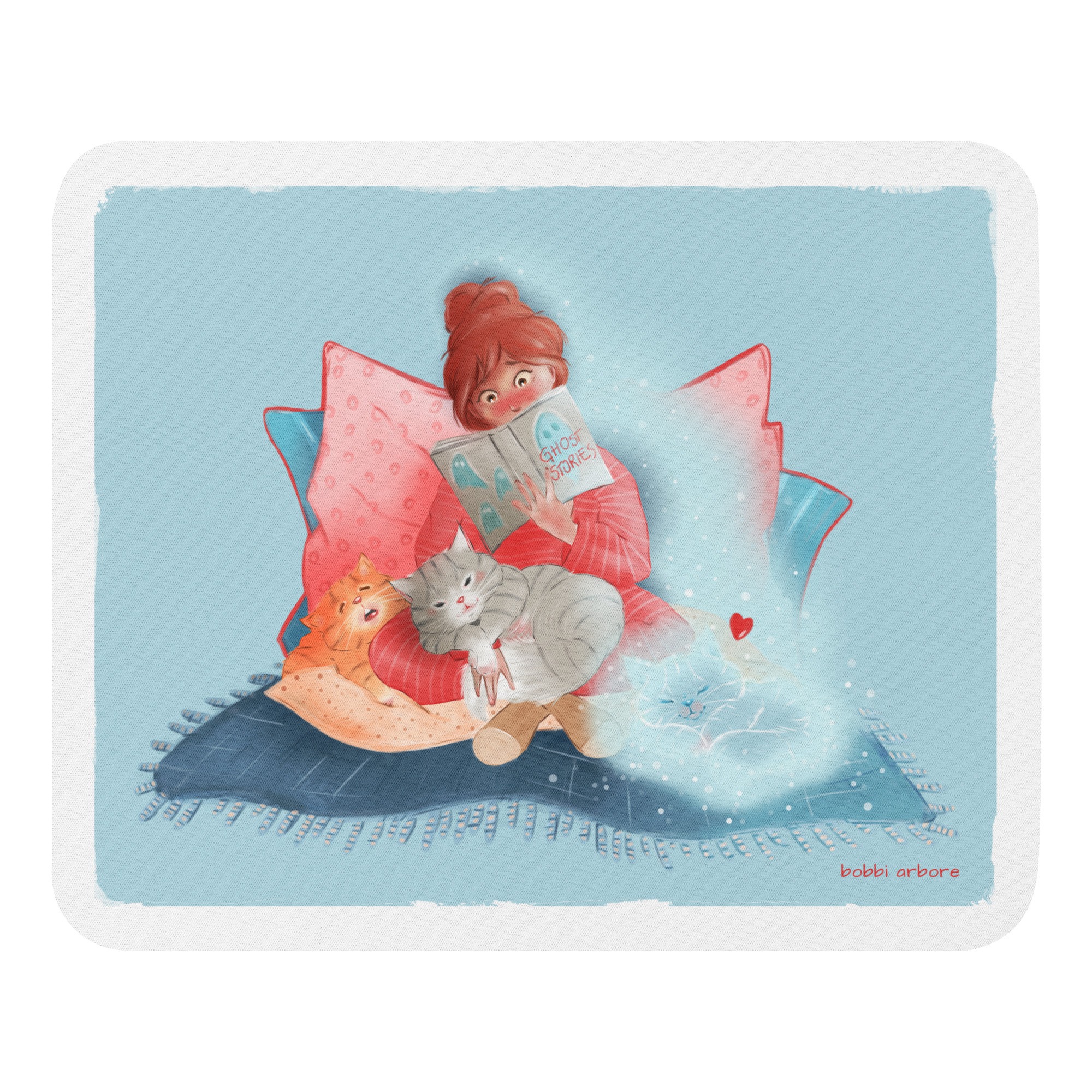 ghost kitty mouse pad