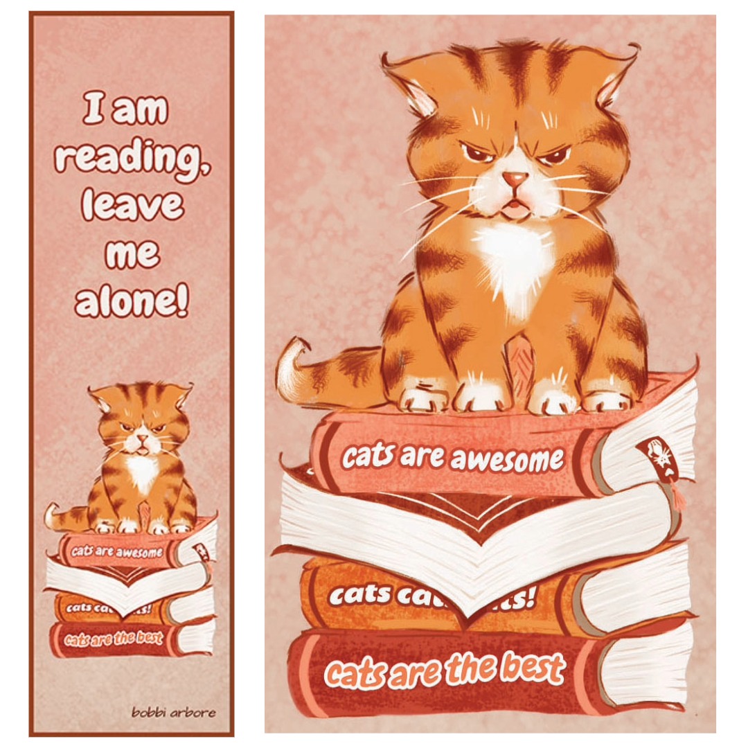 Digital Download Bookmark - Angry Kitty